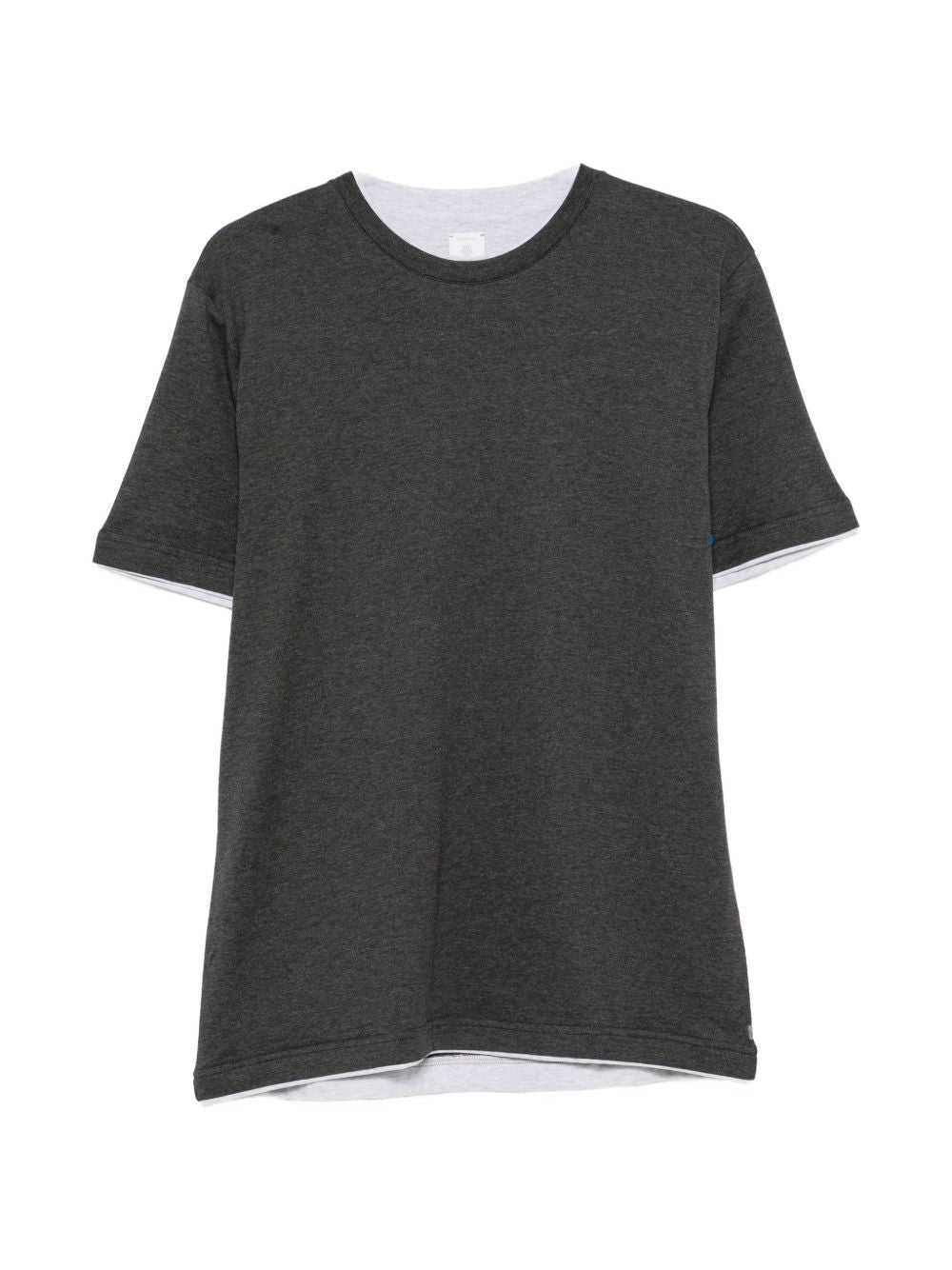 T-shirt grigio in cotone con collo alto 