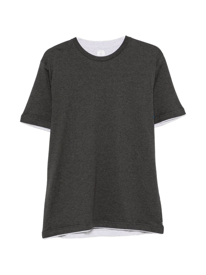 T-shirt grigio in cotone con collo alto 