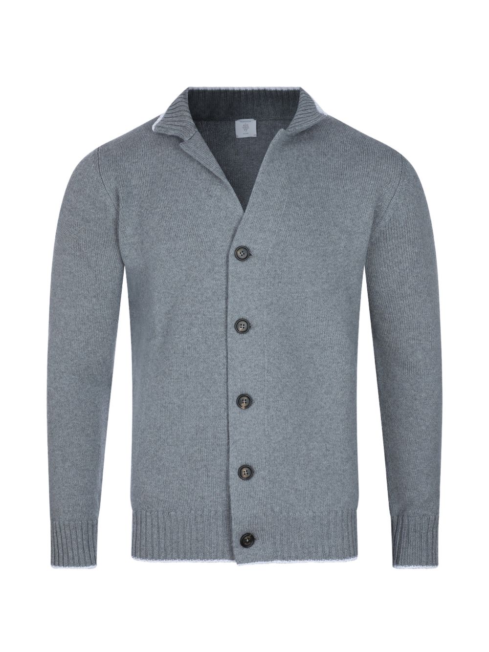Cardigan grigio chiaro in lana con bottoni 