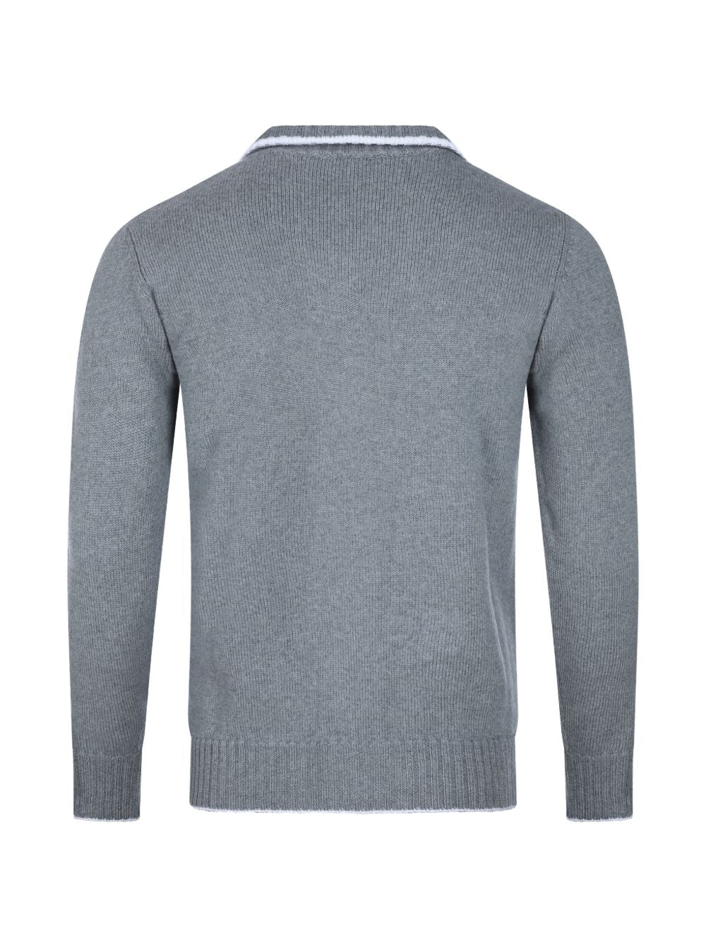 Cardigan grigio chiaro in lana con bottoni 