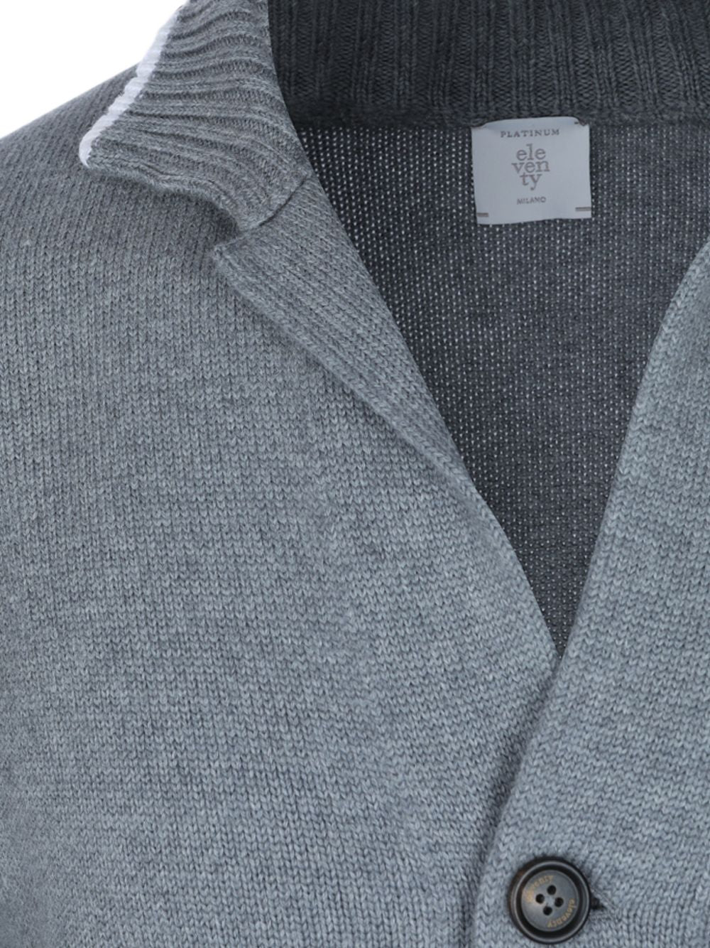 Cardigan grigio chiaro in lana con bottoni 