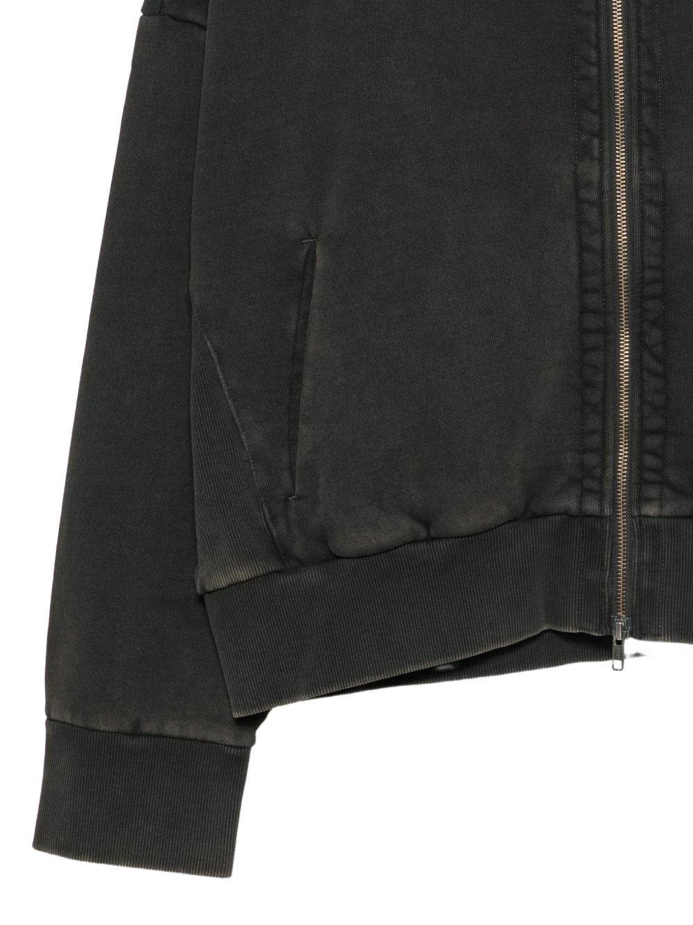 Felpa nero sbiadito con cappuccio e zip 