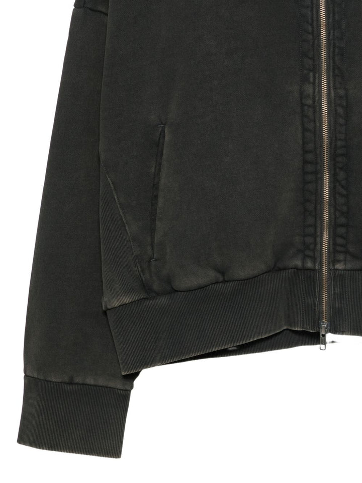 Felpa nero sbiadito con cappuccio e zip 