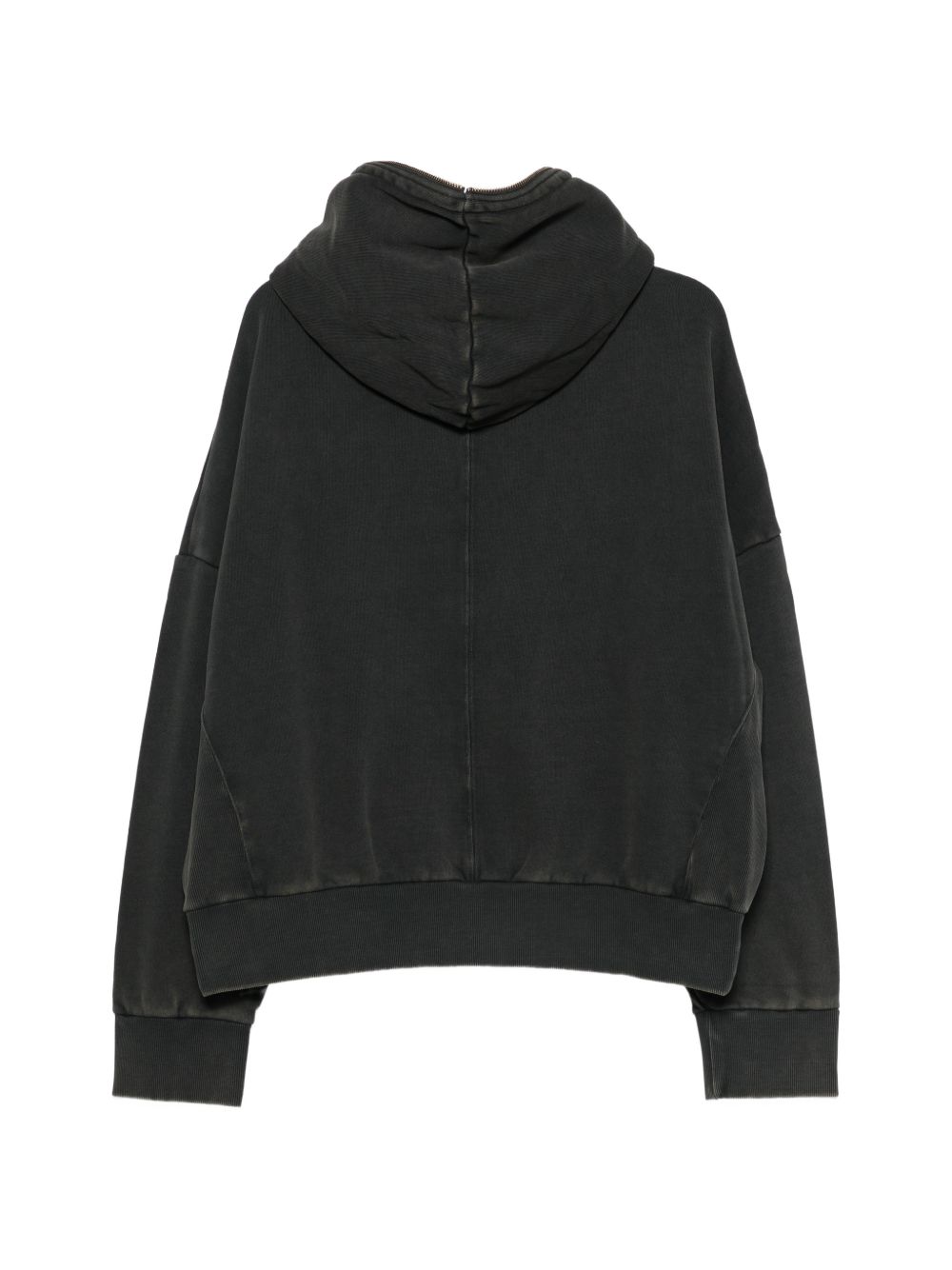 Felpa nero sbiadito con cappuccio e zip 