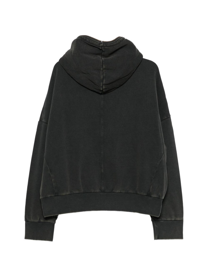 Felpa nero sbiadito con cappuccio e zip 