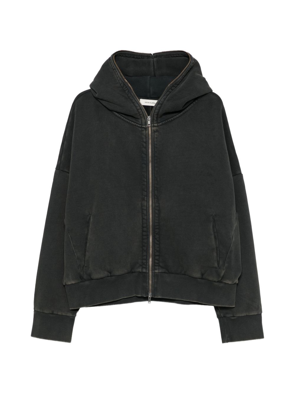 Felpa nero sbiadito con cappuccio e zip 