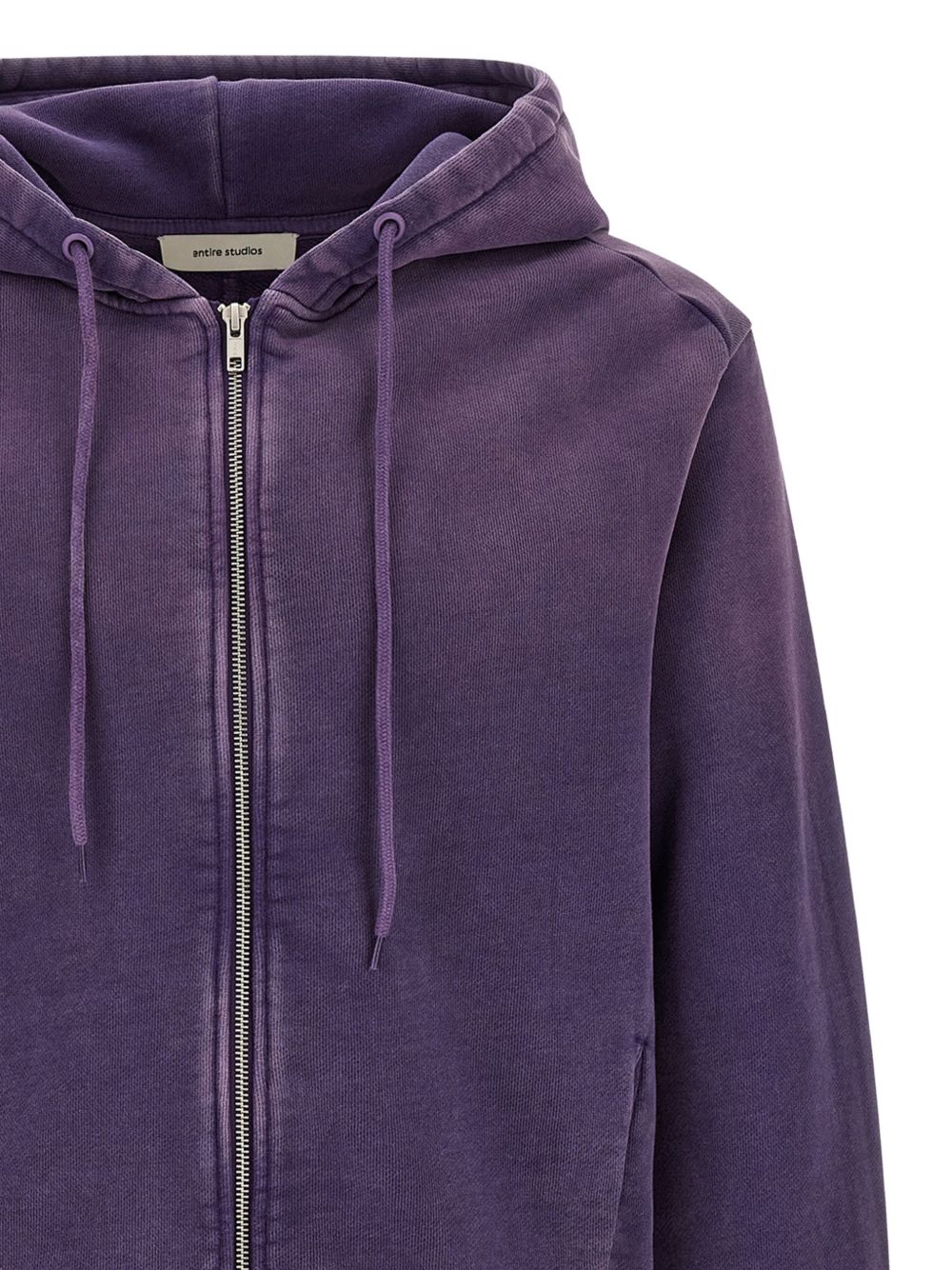 Felpa viola in cotone con zip ed effetto schiarito 