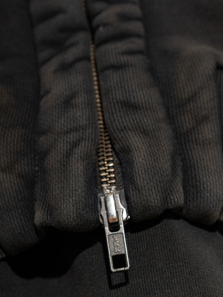 Felpa washed black in cotone con cappuccio 