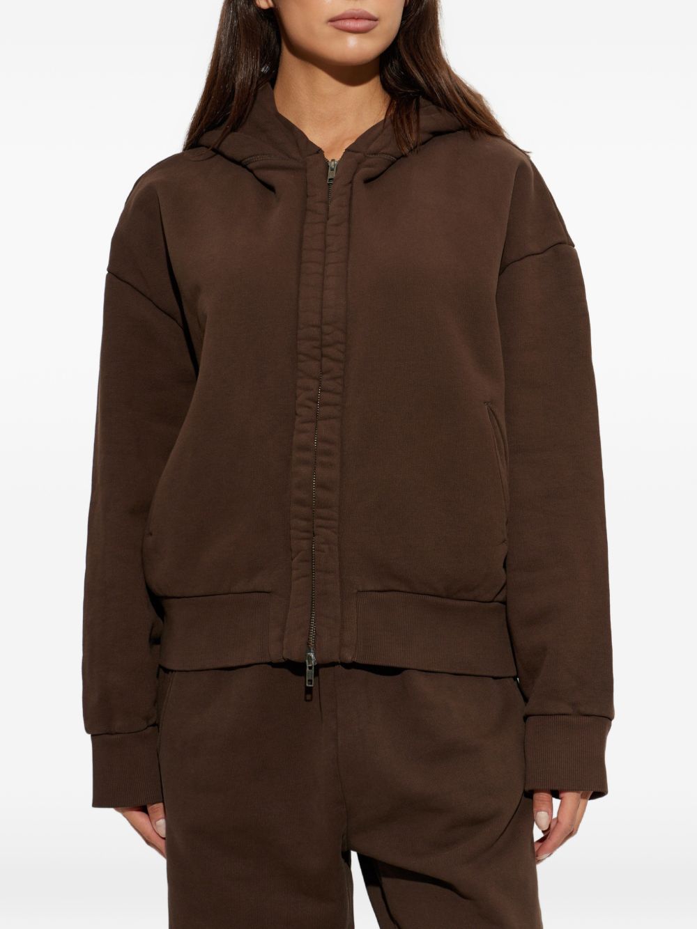 Felpa brunette in cotone con cappuccio 