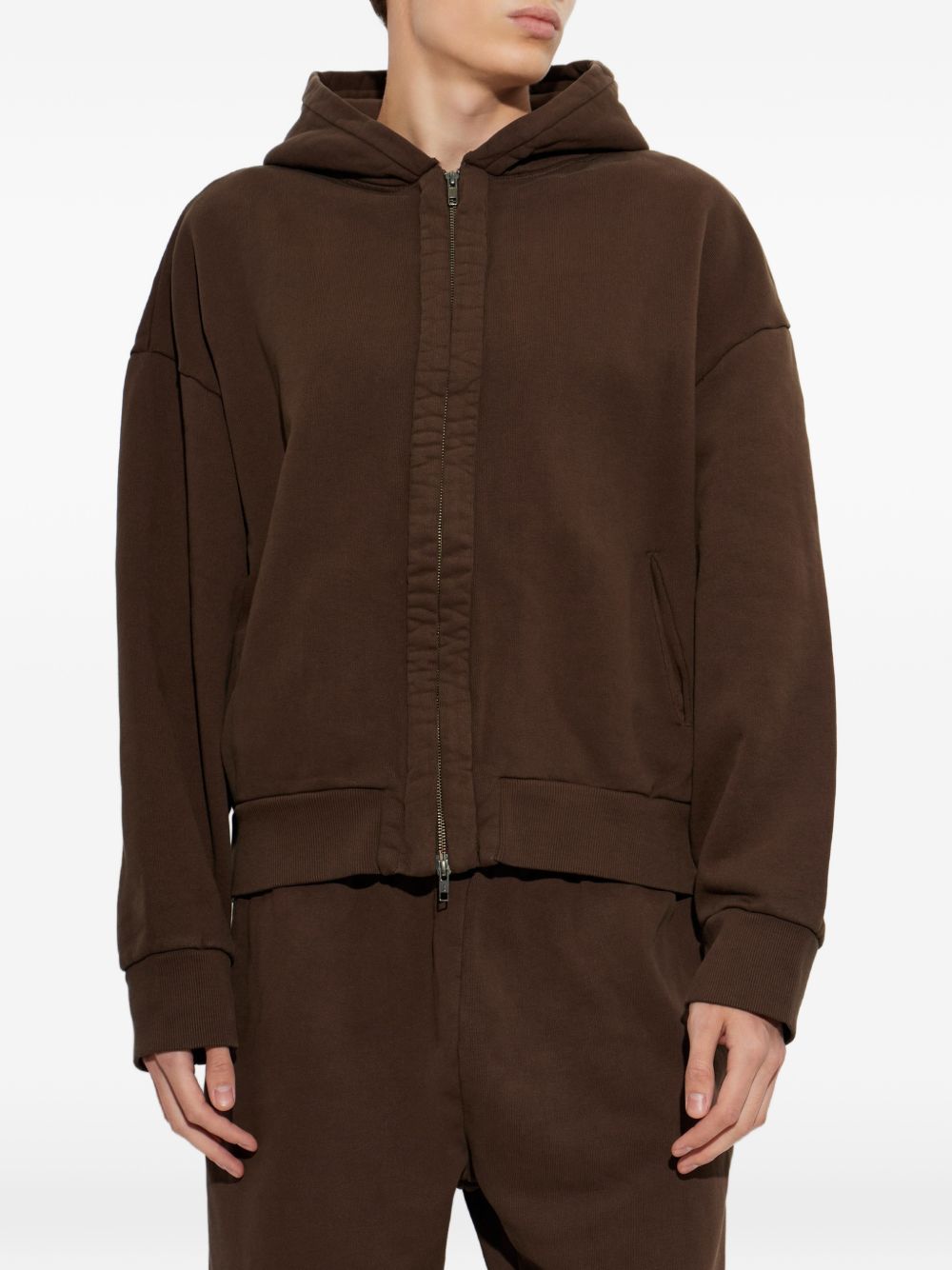 Felpa brunette in cotone con cappuccio 
