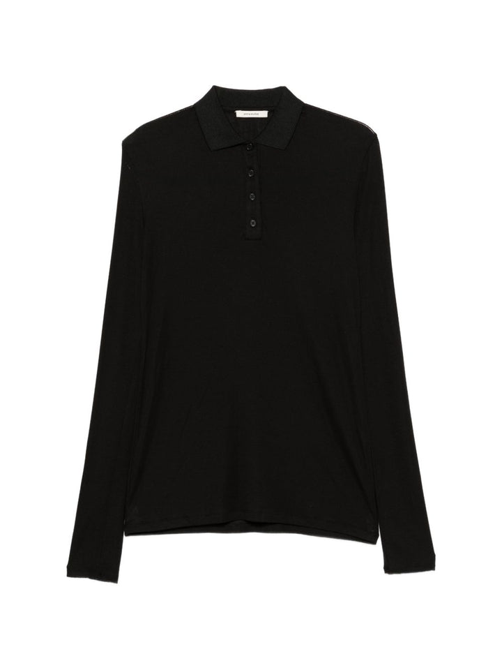 Polo a maniche lunghe in maglia nera 