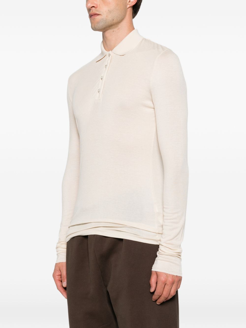 Polo a maniche lunghe in maglia oat 