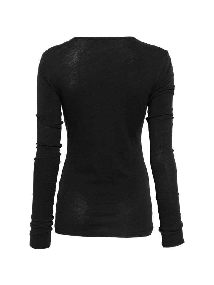 T-shirt nera a maniche lunghe 