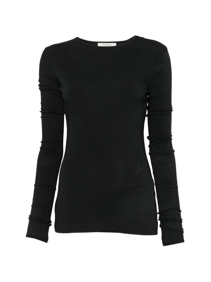 T-shirt nera a maniche lunghe 
