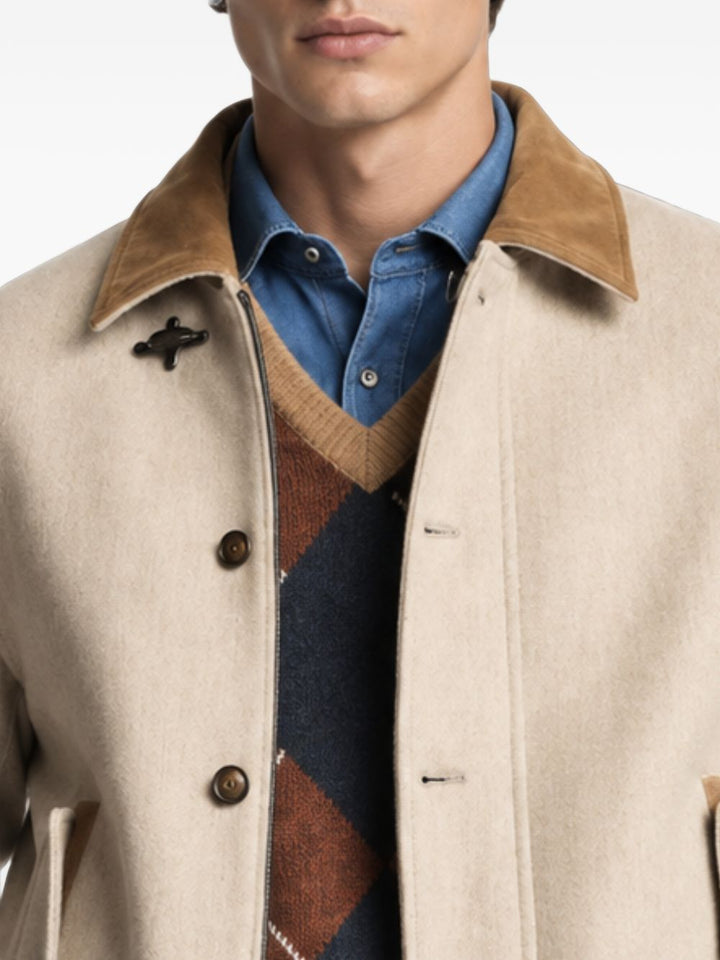 Bomber corda/marrone con colletto a coste 