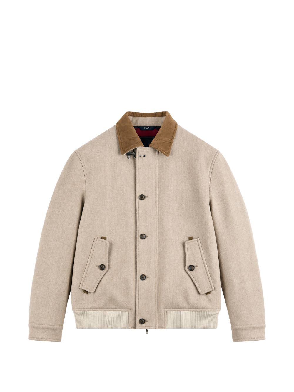 Bomber corda/marrone con colletto a coste 