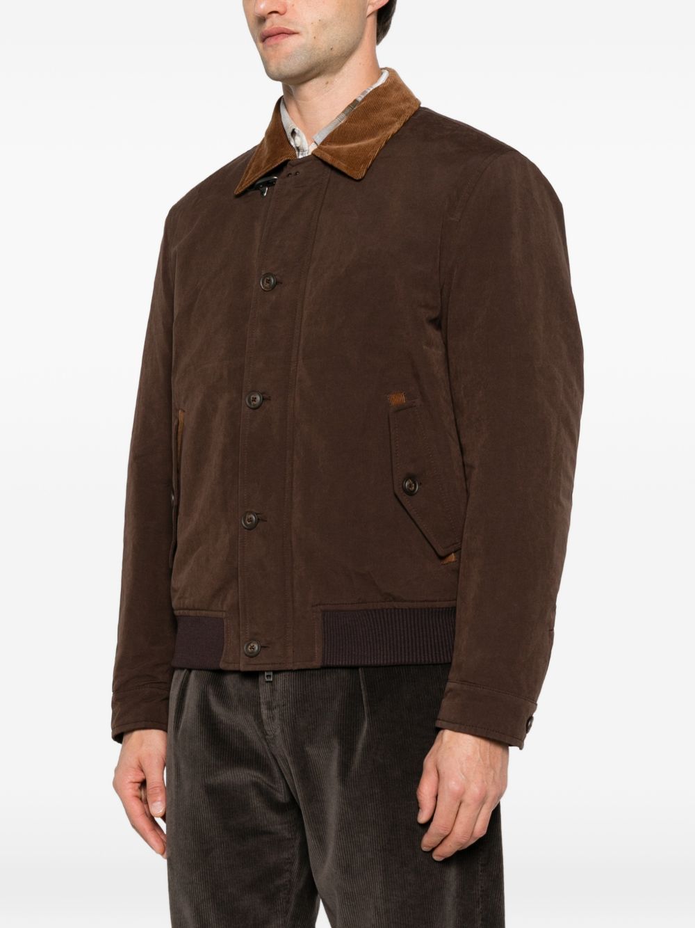 Bomber marrone con colletto a coste 