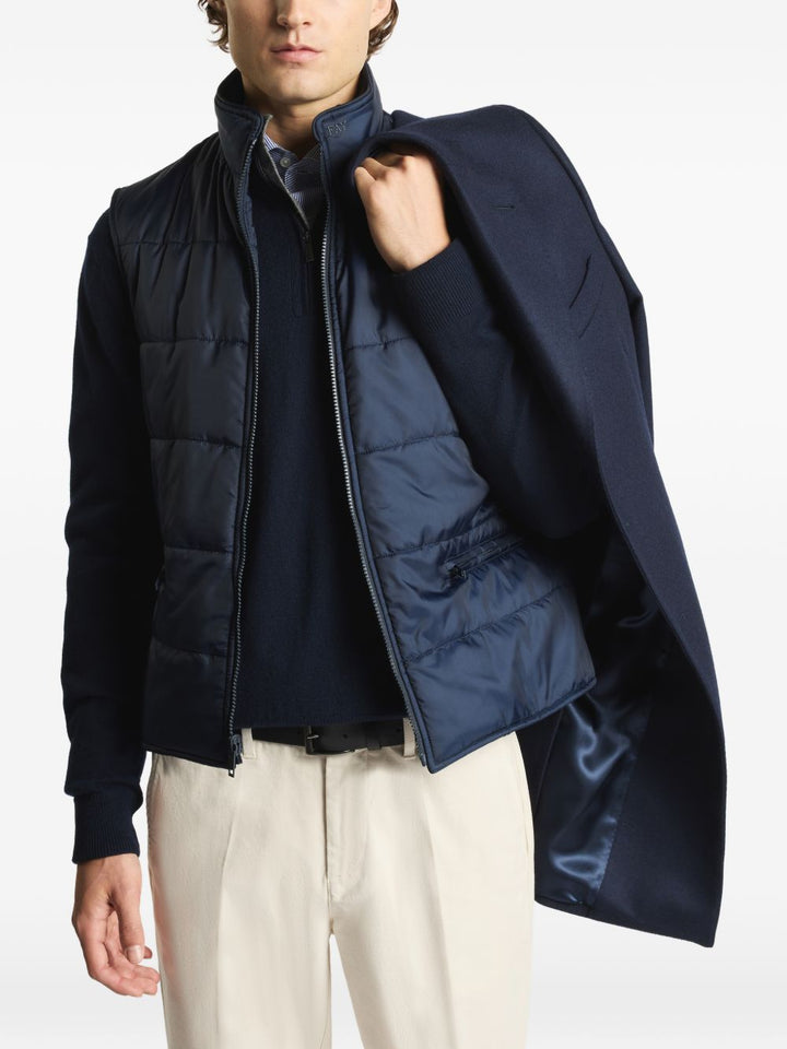 Cappotto blu navy Fay con gilet interno 