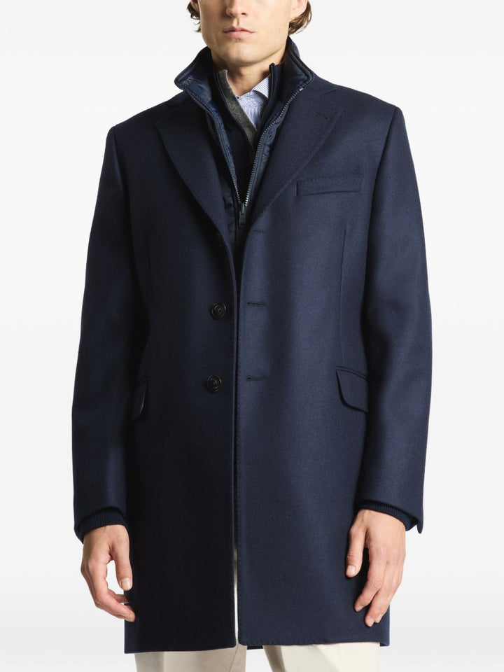 Cappotto blu navy Fay con gilet interno 