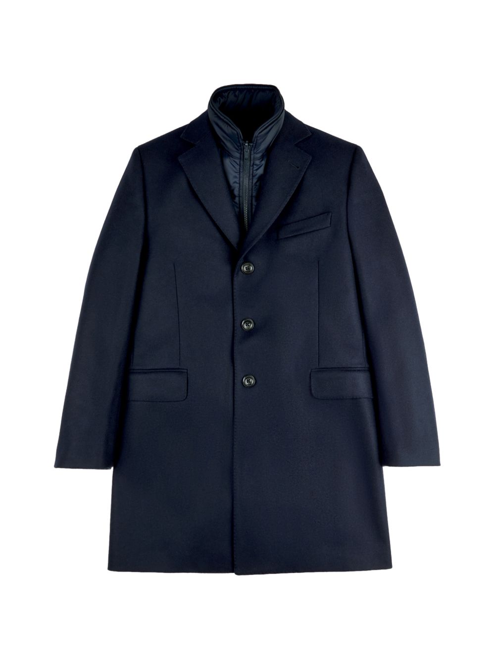 Cappotto blu navy Fay con gilet interno 