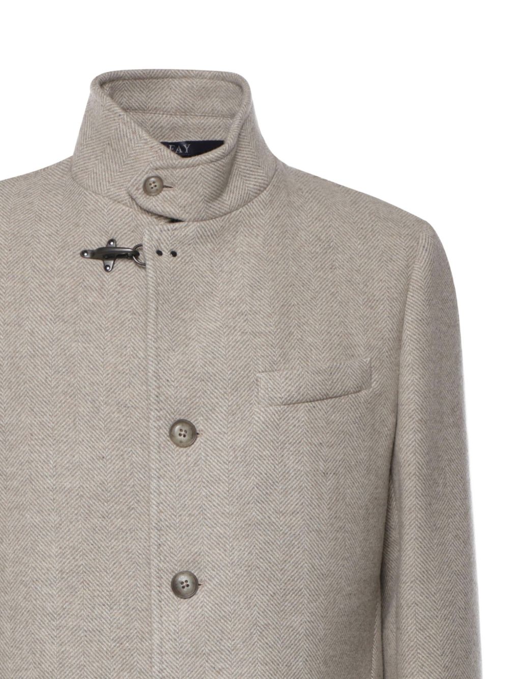 Cappotto beige con motivo a spina di pesce 
