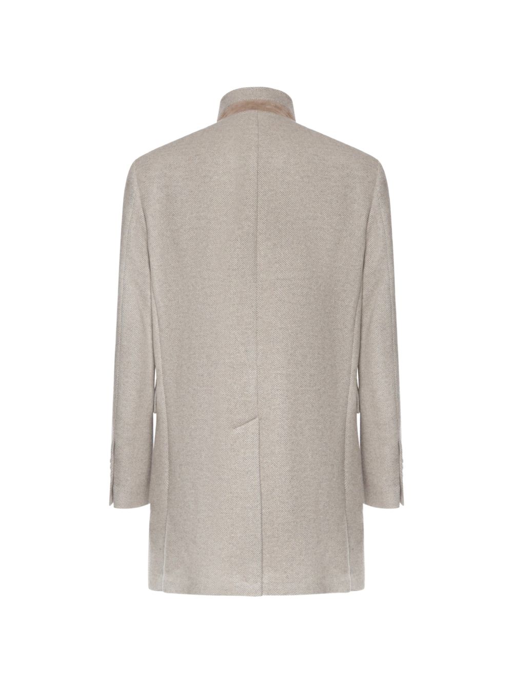 Cappotto beige con motivo a spina di pesce 