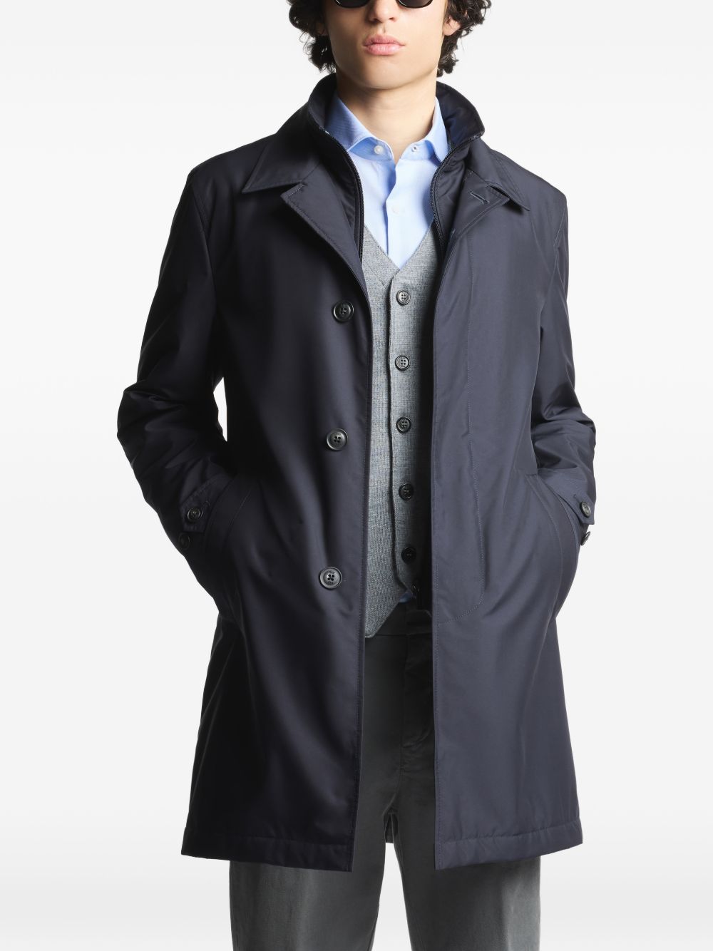 Cappotto Morning blu navy con bottoni 