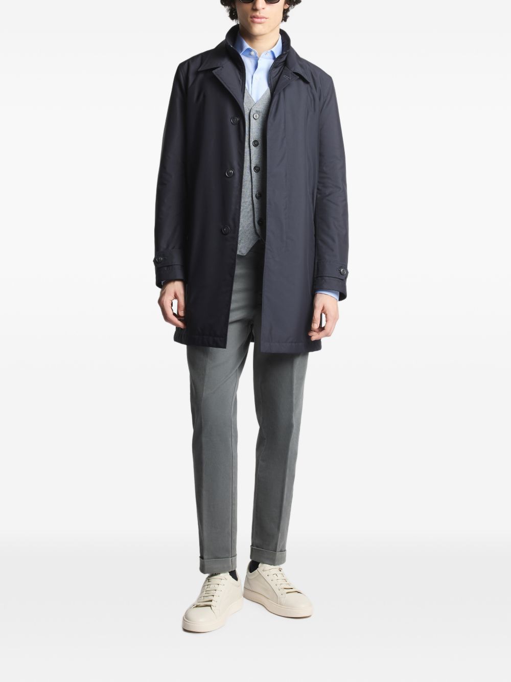 Cappotto Morning blu navy con bottoni 