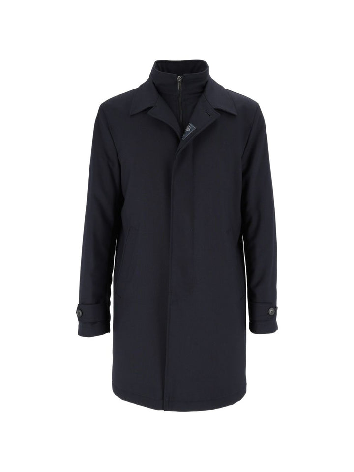 Blouson blu denim in lana vergine 