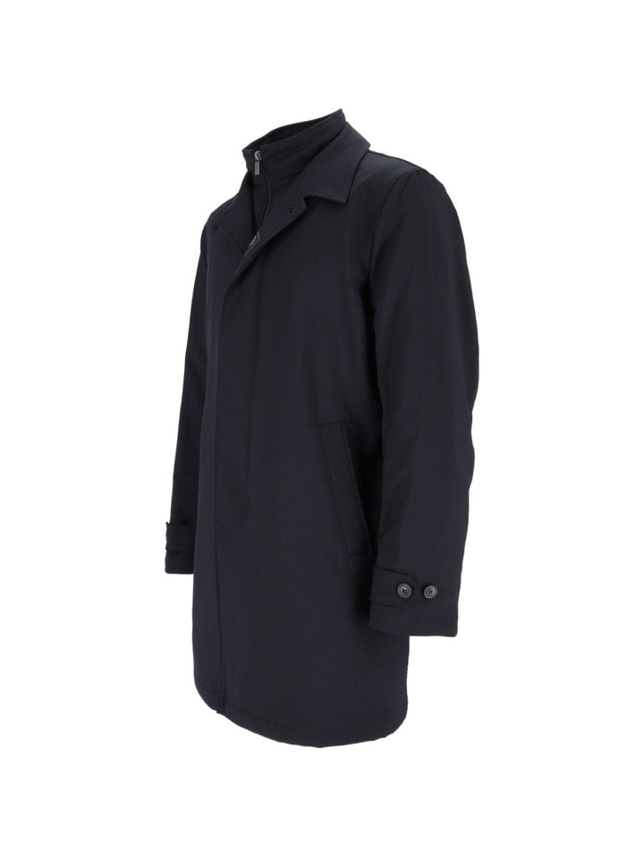 Blouson blu denim in lana vergine 