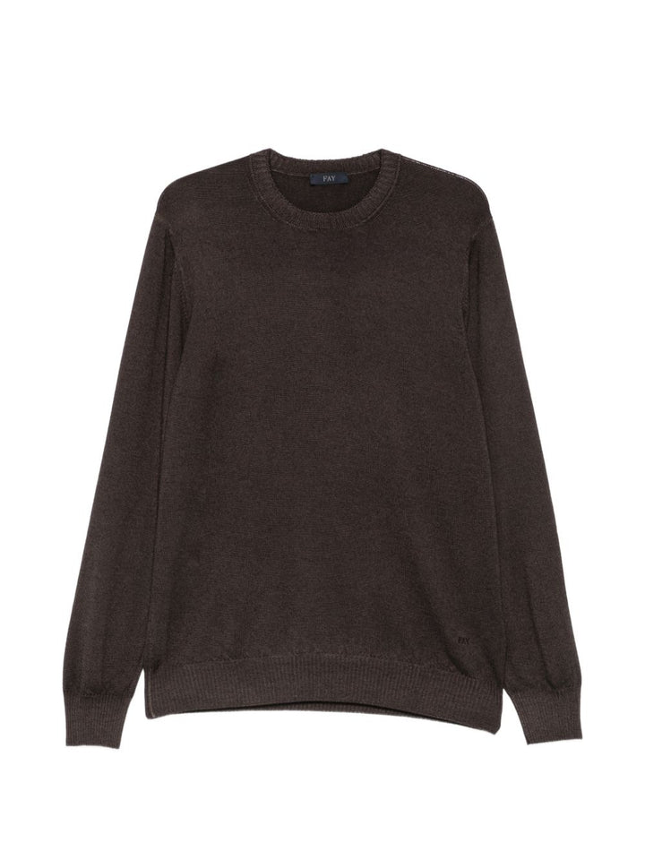 Maglione marrone scuro con logo ricamato 