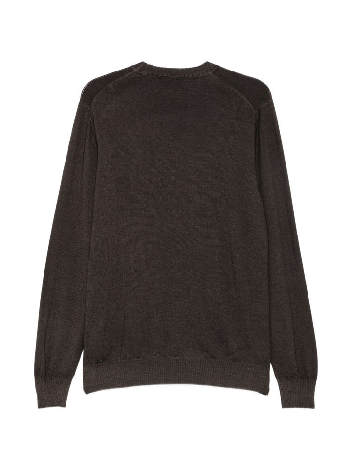 Maglione marrone scuro con logo ricamato 