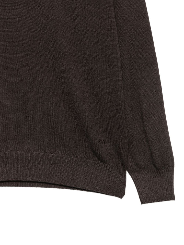 Maglione marrone scuro con logo ricamato 