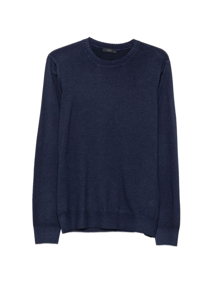 Maglione blu girocollo 