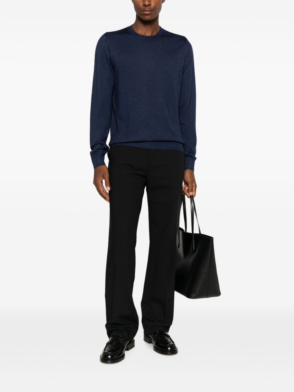 Maglione blu girocollo 