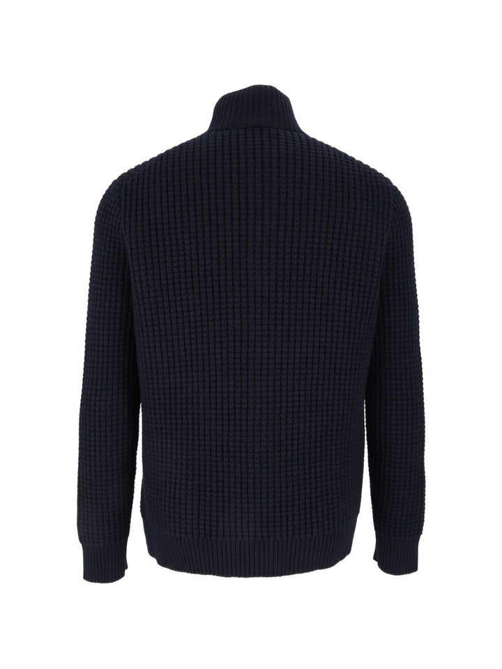 Cardigan blu navy con applicazione 