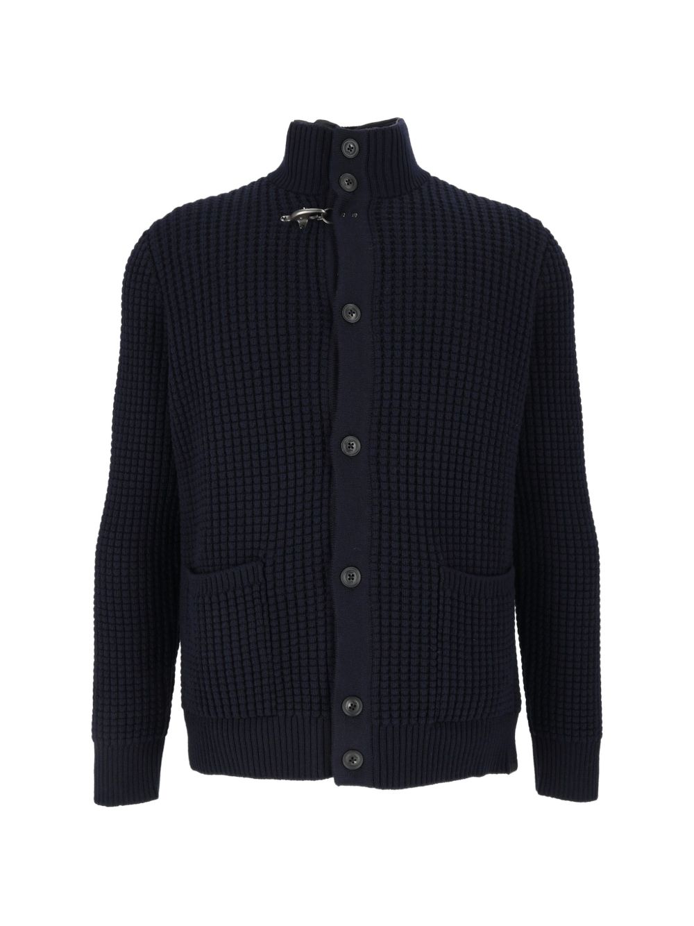 Cardigan blu navy con applicazione 