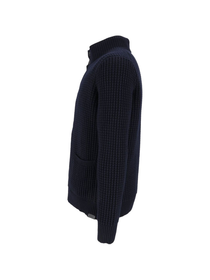 Cardigan blu navy con applicazione 