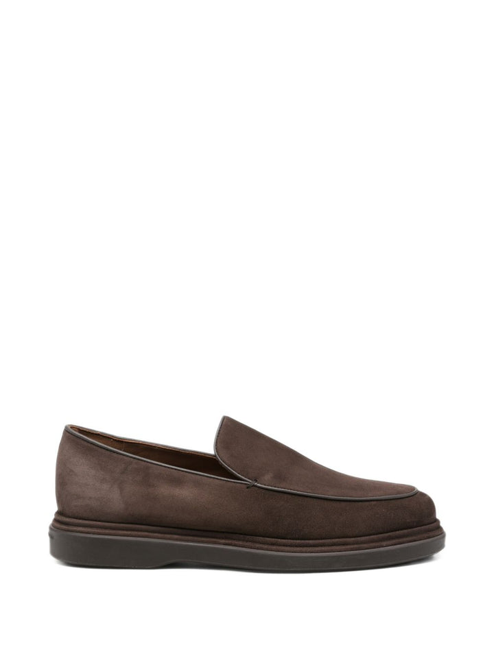 Mocassini slip-on in pelle scamosciata marrone scuro 