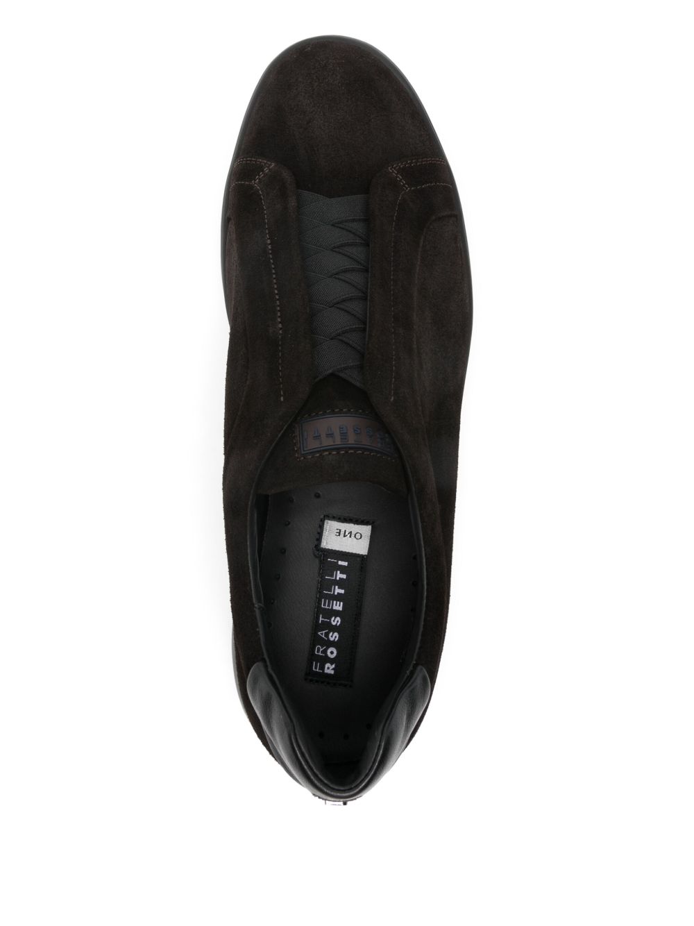 Sneakers marrone scuro in pelle scamosciata 