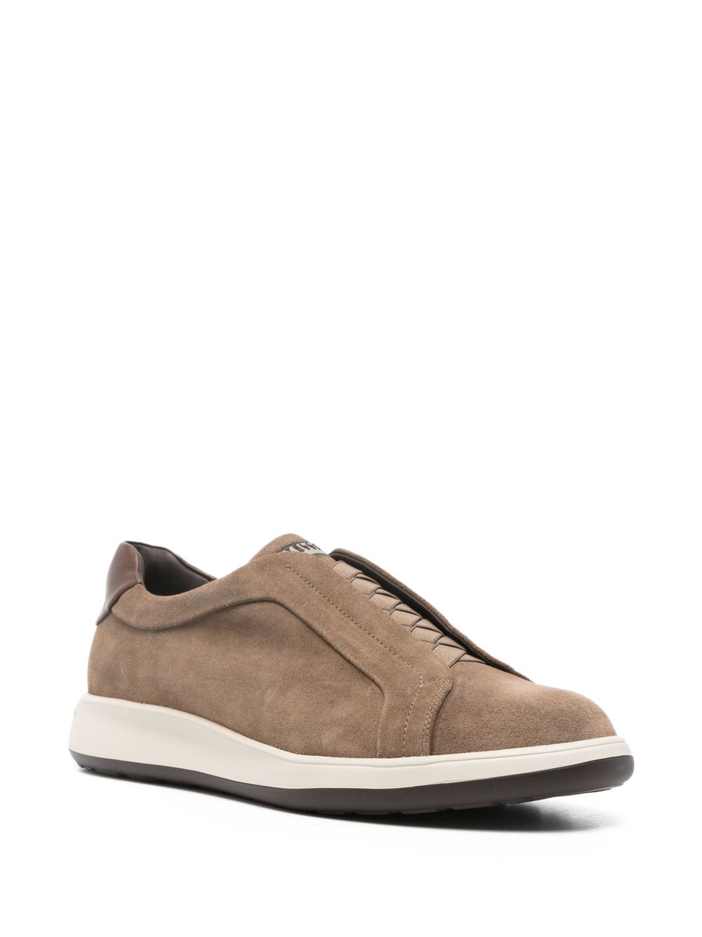 Sneakers fango in pelle scamosciata 