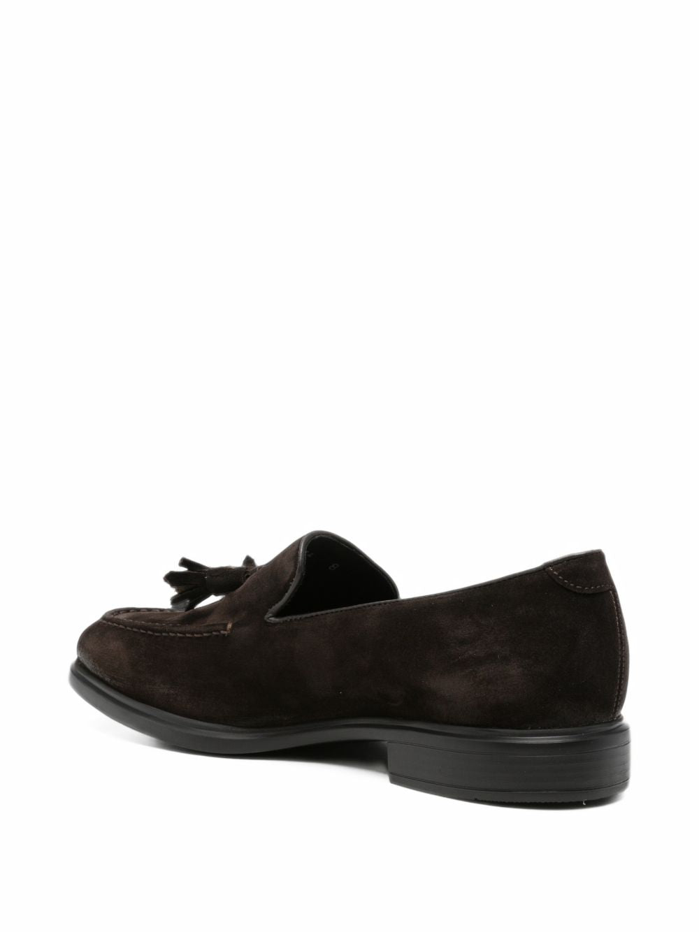 Mocassini con nappine in pelle scamosciata marrone scuro 
