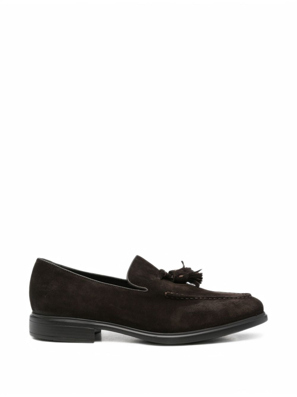 Mocassini con nappine in pelle scamosciata marrone scuro 