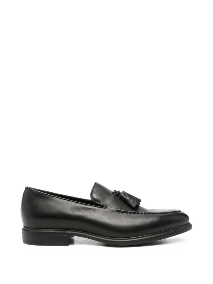Mocassini con nappine in pelle nera 