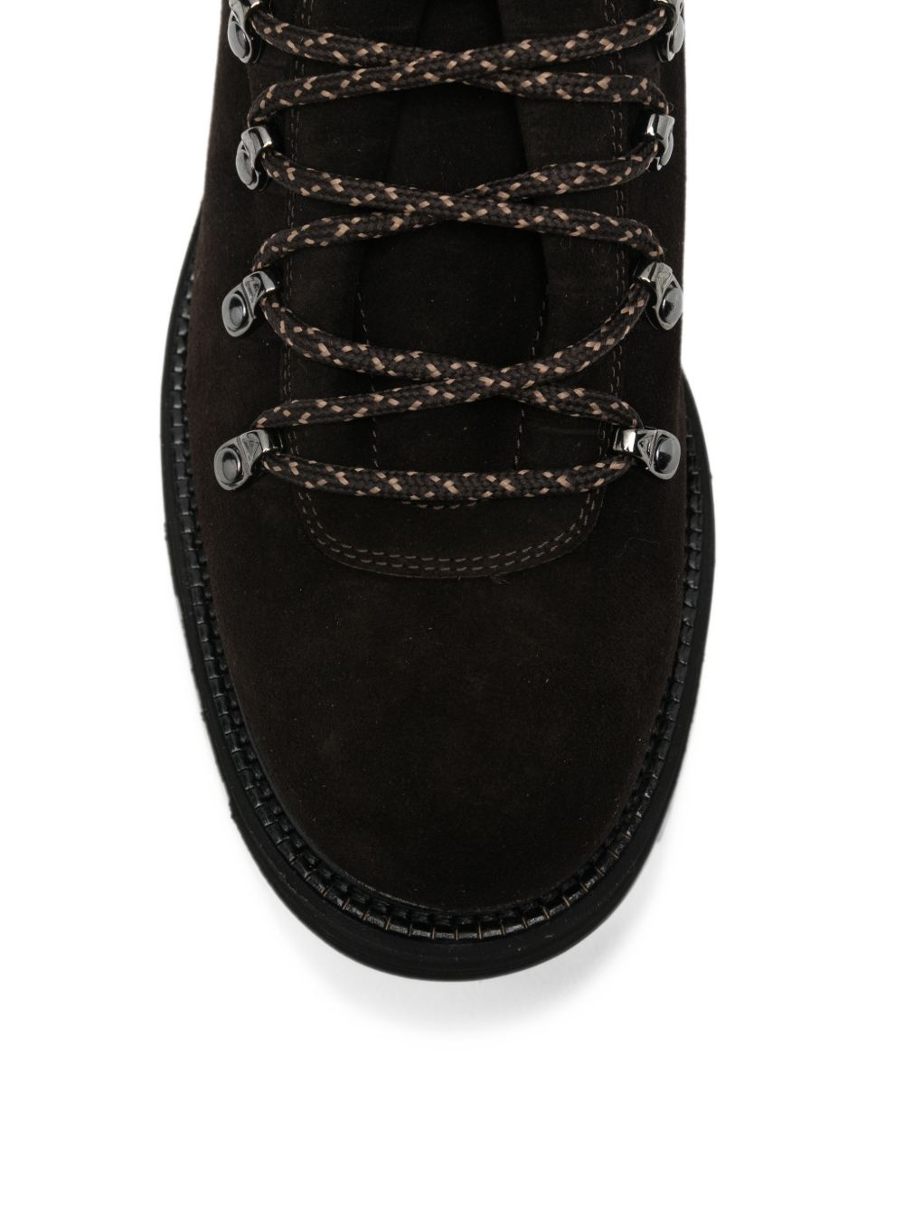 Stivaletti stringati in pelle scamosciata marrone scuro 