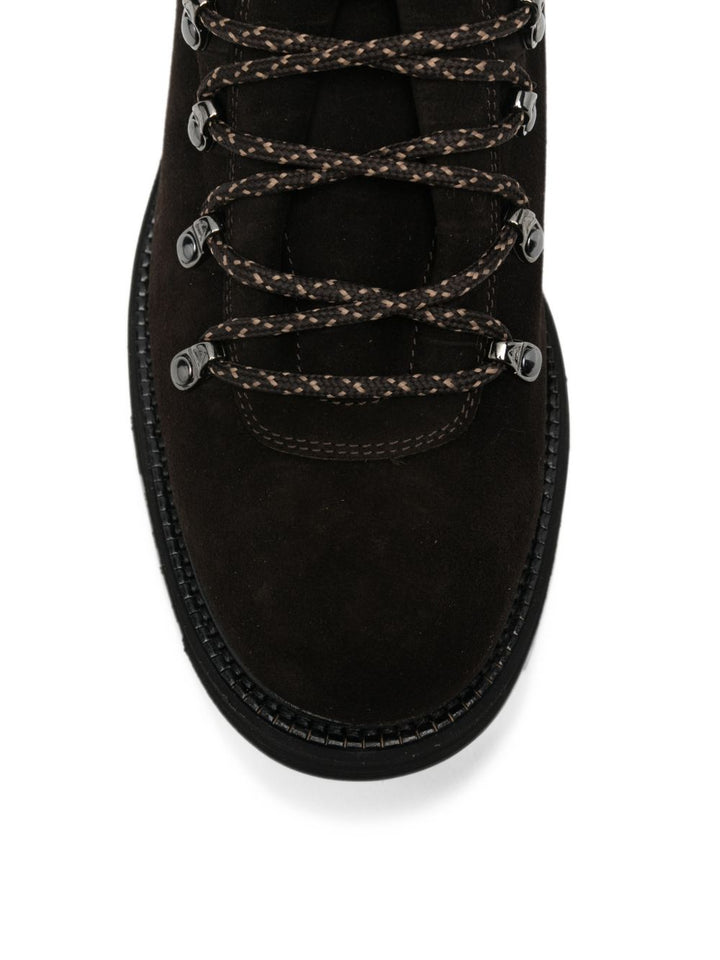 Stivaletti stringati in pelle scamosciata marrone scuro 