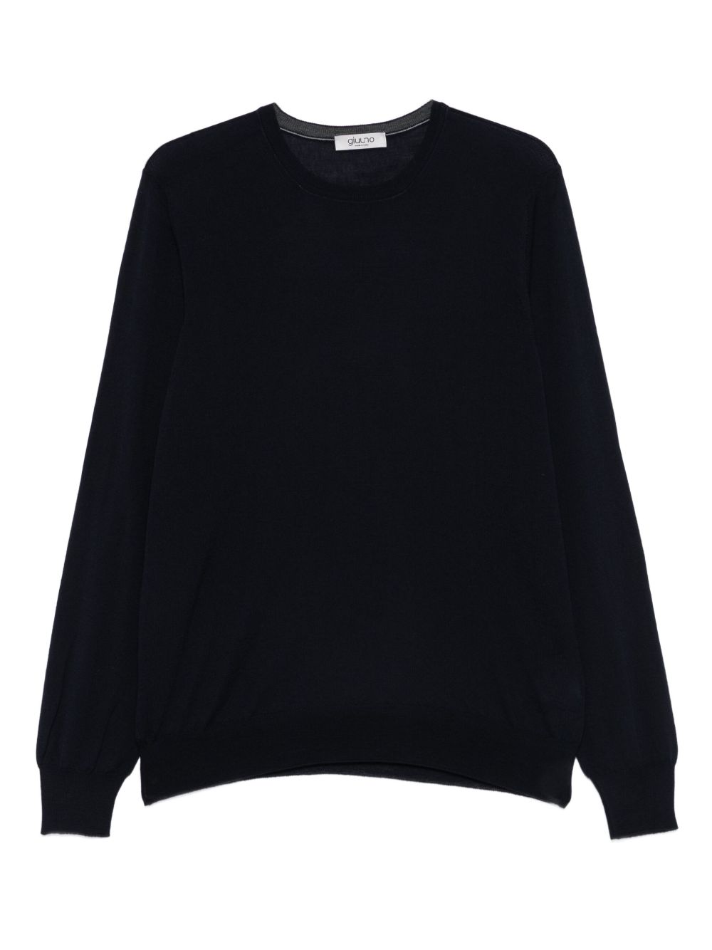 Maglione in lana vergine blu con scollo rotondo 