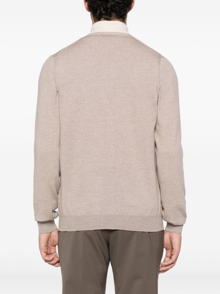 Cardigan beige in lana con bottoni 