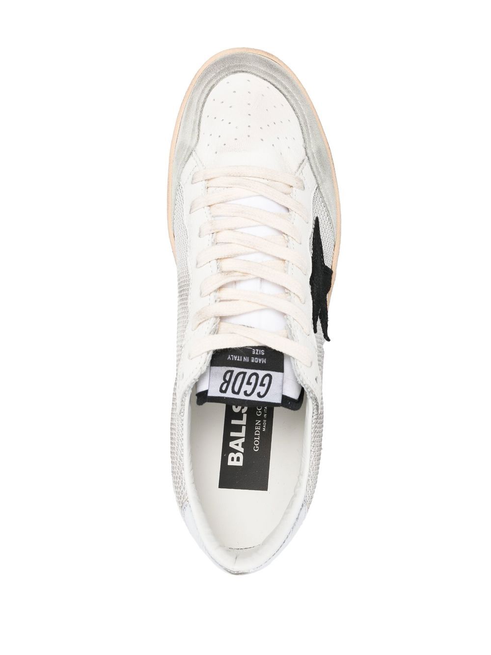 Sneakers Ball-Star silver e nere con effetto vissuto e applicazione stella 