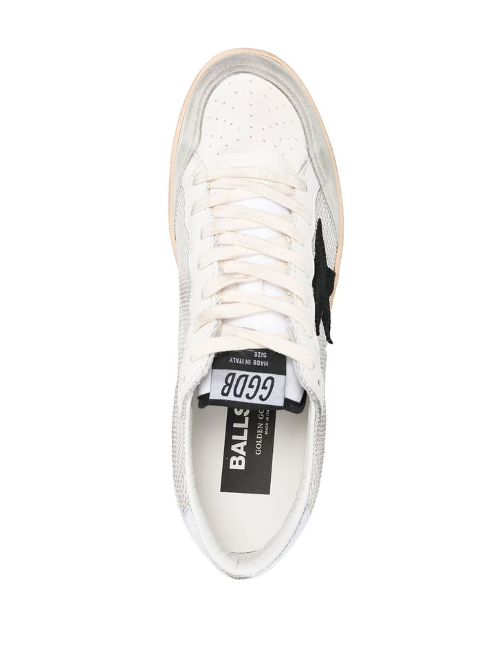 Sneakers Ball-Star silver e nere con effetto vissuto e applicazione stella 
